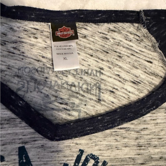 Women’s xl Harley-Davidson Gray and Navy Short Sleeve Tee - Picture 2 of 5